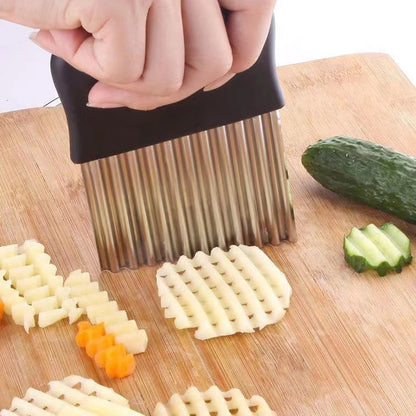 Stainless Steel Spike Potato Knife Wave Knife Creative Cutter Kitchen Tools French Fries Cutter Deep Corrugated