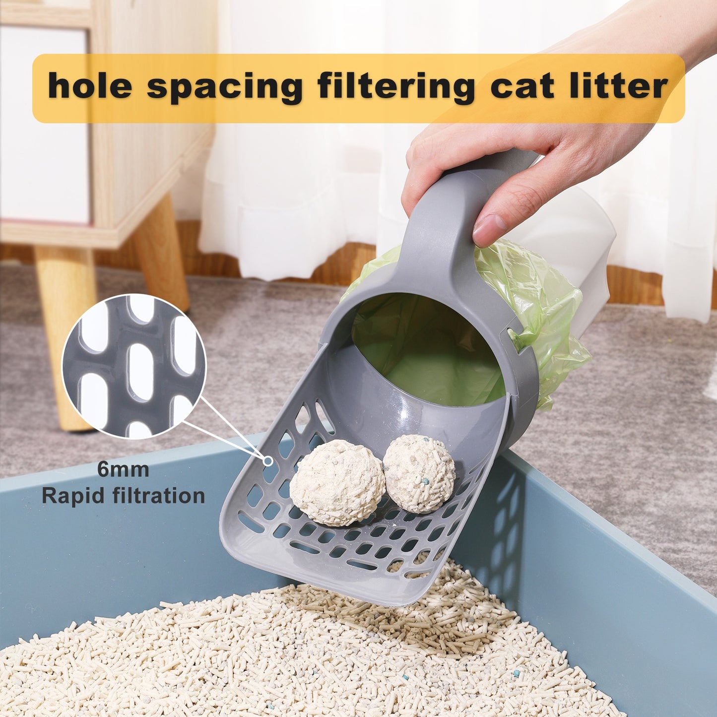 Cat Litter Shovel One-Piece Filters Removable Portable Litter Scoop